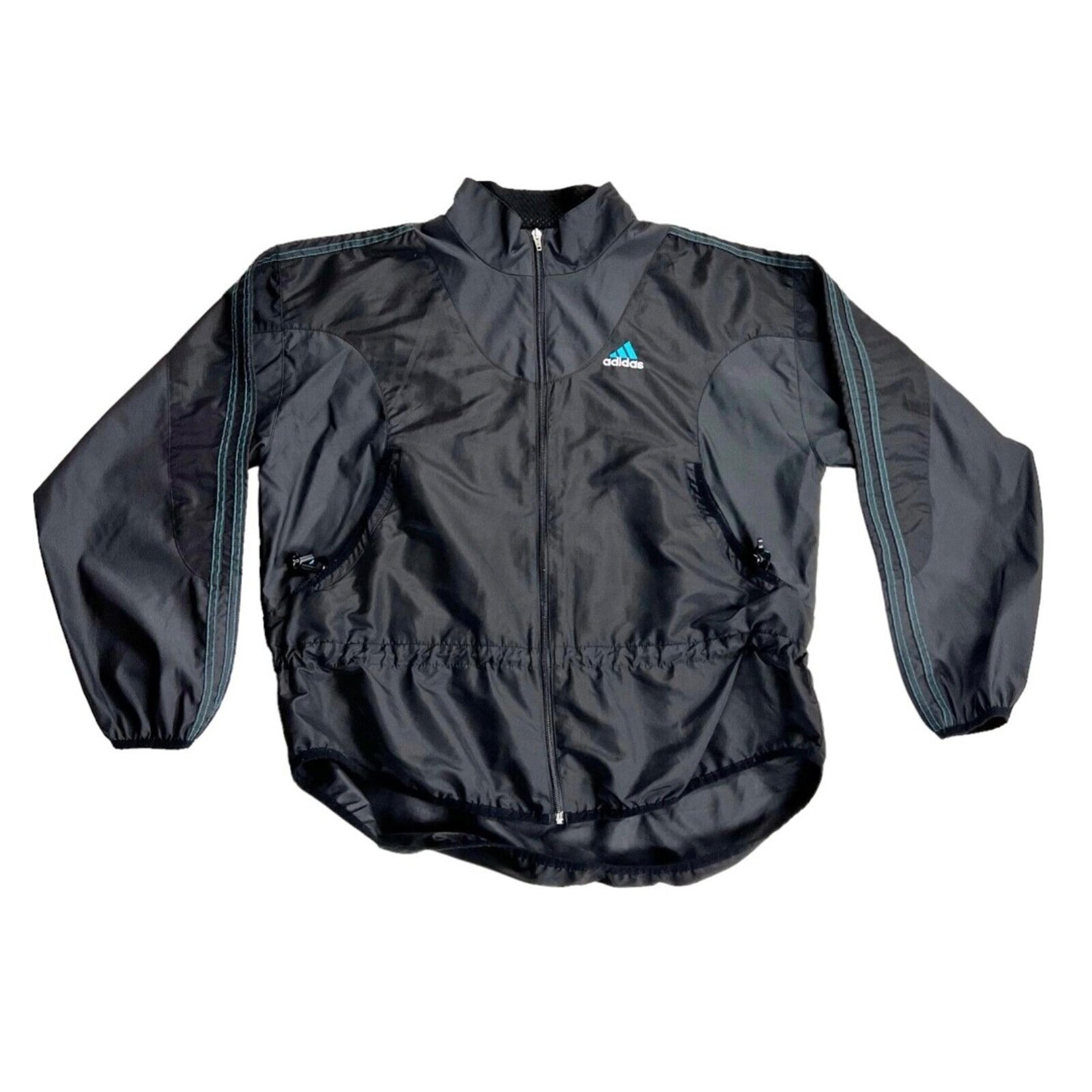 ADIDAS Women's Black Full Zip Running Windbreaker Outdoor Jacket Cinch Sz L