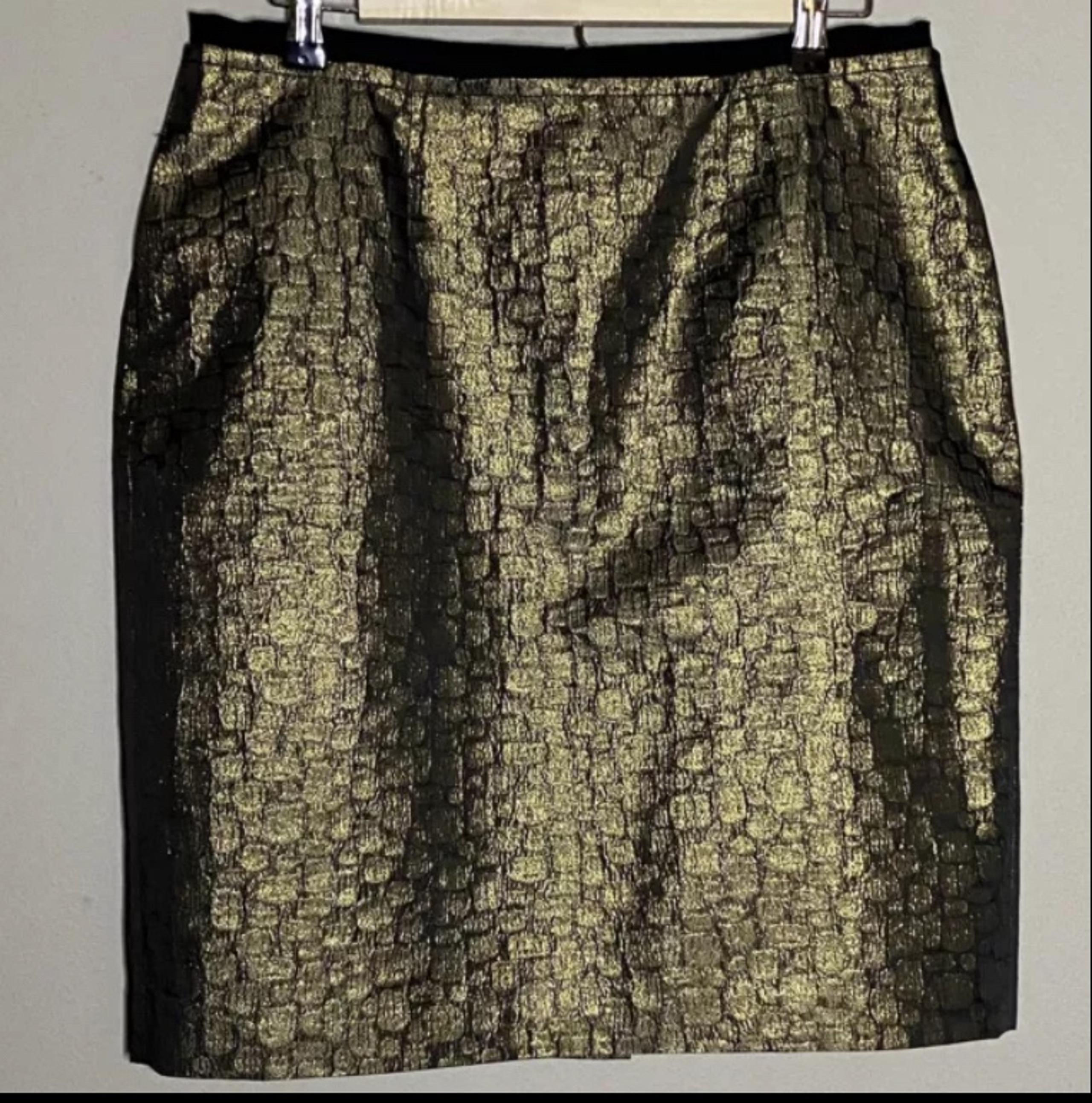 Ann Taylor Loft Skirt Size 10 Gold Metallic Pencil Straight Lined New