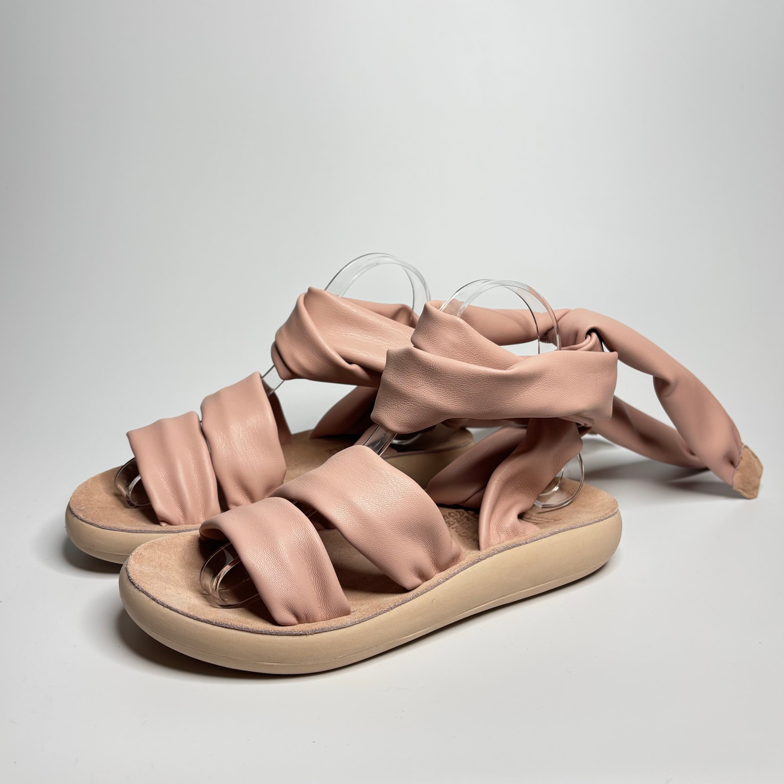 Ancient Greek Sandals Volta Comfort Leather Wraparound Sandals in Nude