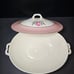 Pink Norway Rose 1950s Lidded Oval Vegetable Dish With Handles And Gilding