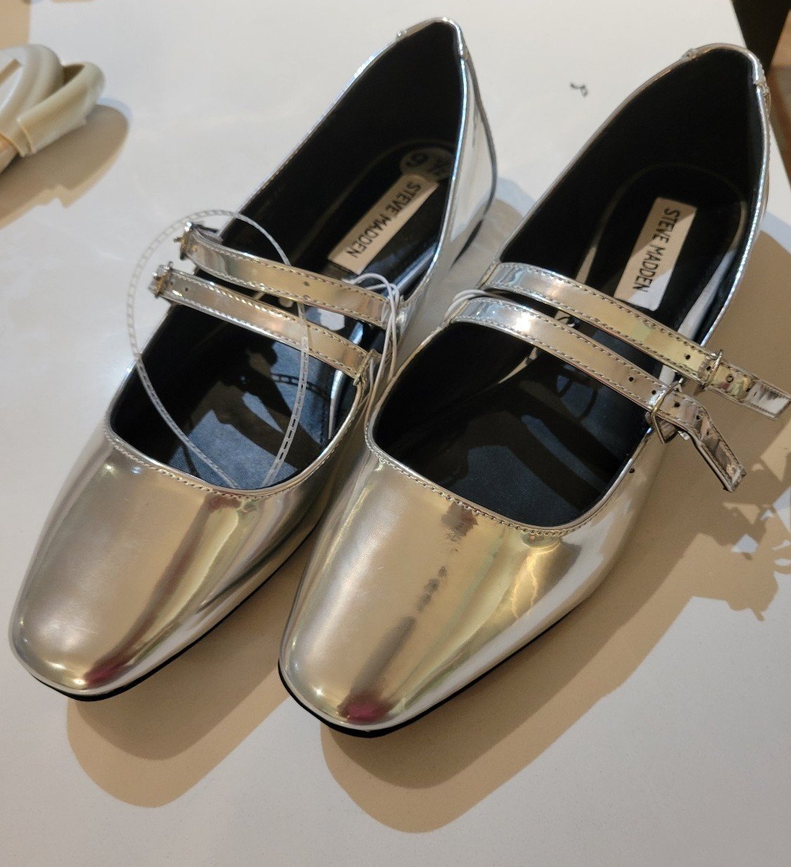 Steve Madden Alisah Metallic Silver Flats Size 9.5 NWOT