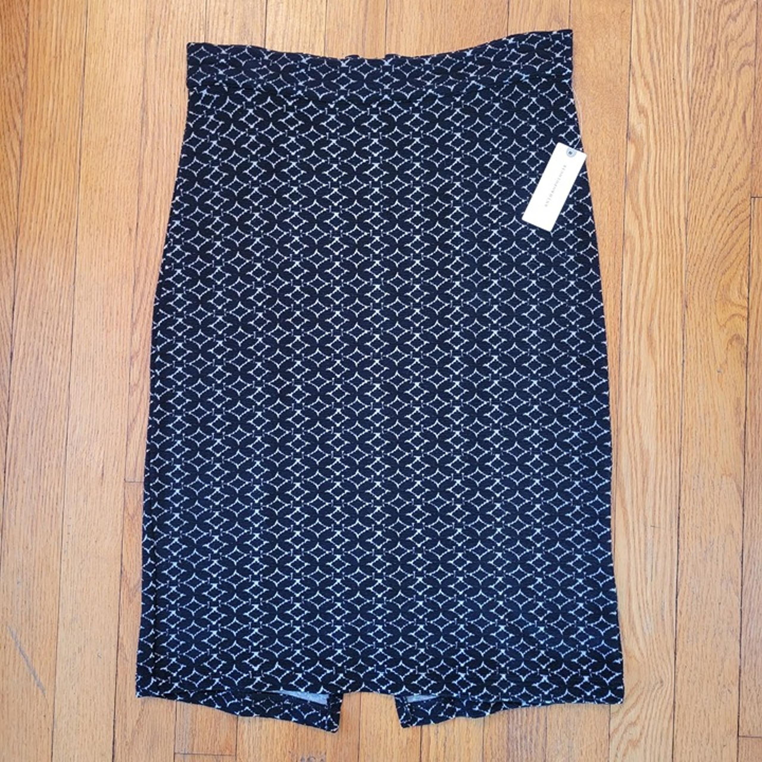 Maeve S Black White Textured Pencil Skirt Back Zipper Detail Slit SAMANTHA