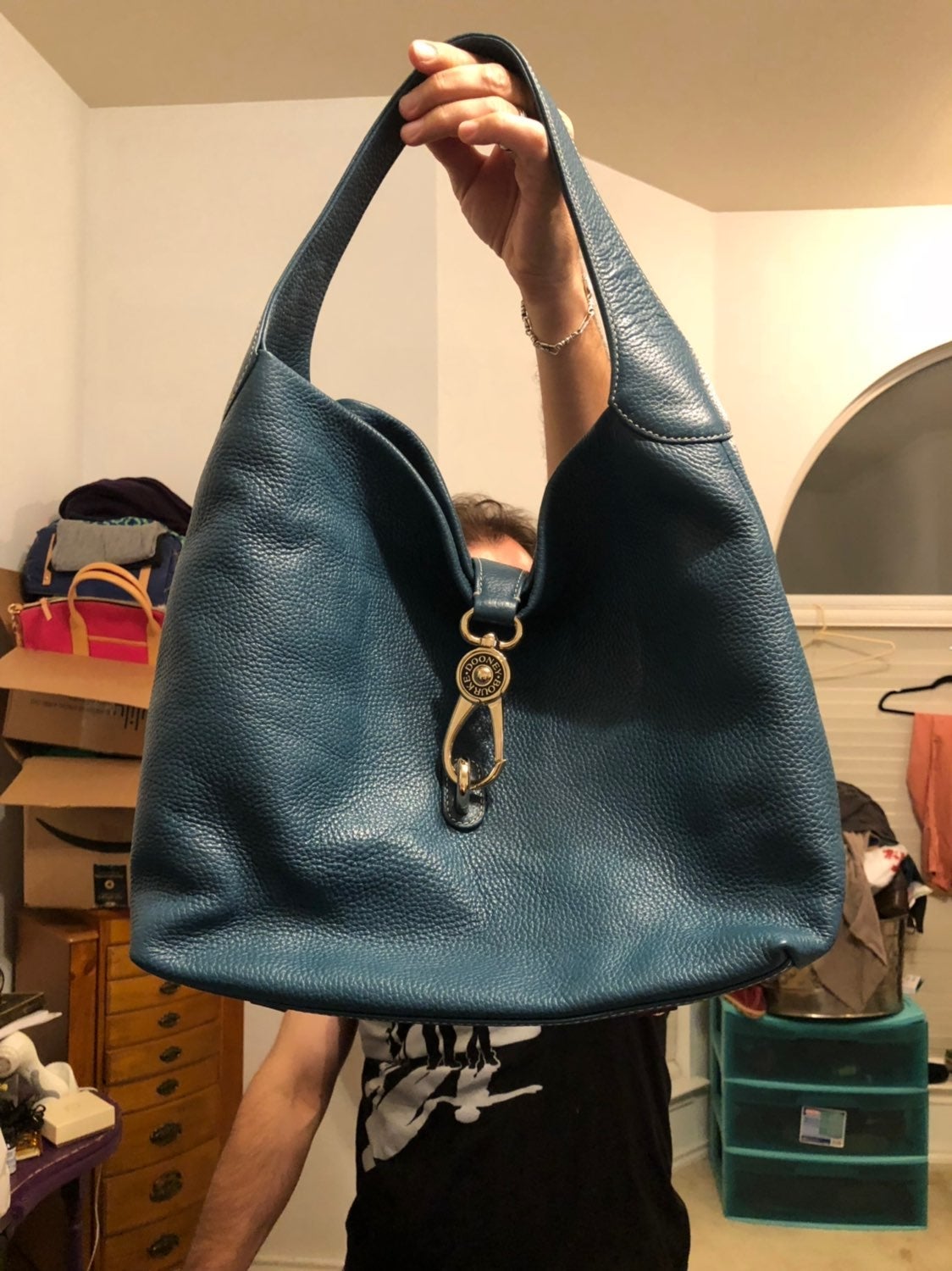 Sale Dooney Teal Leather Logo L