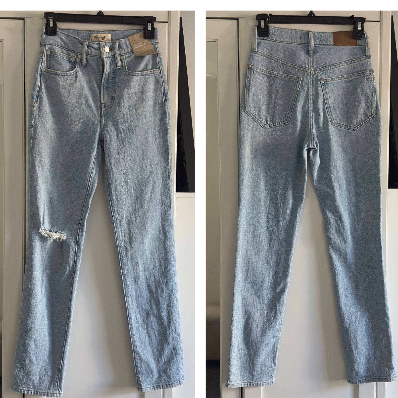 Madewell The Perfect Vintage Ripped Knee Jeans, Blenheim Wash Size 24