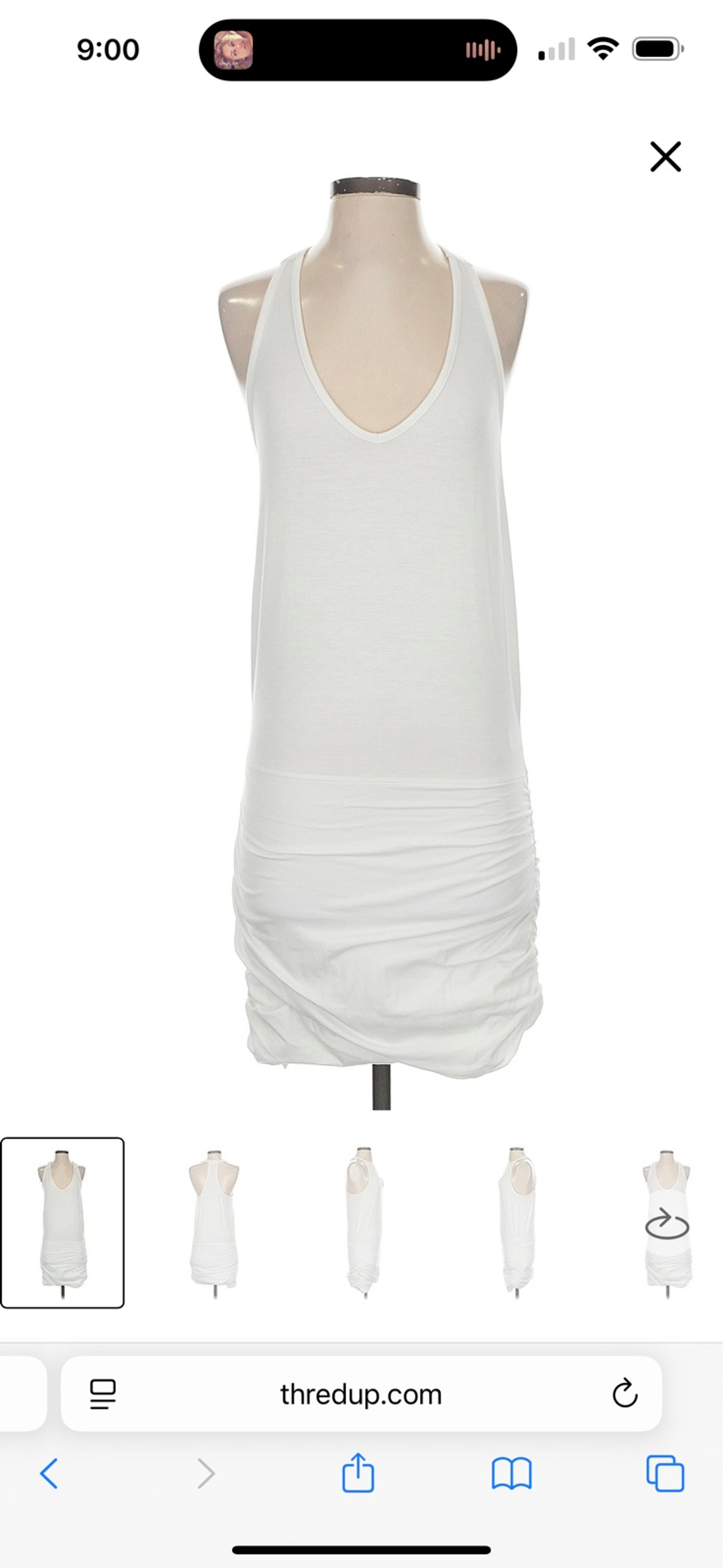 Athleta white racerback dress with padded bra - medium