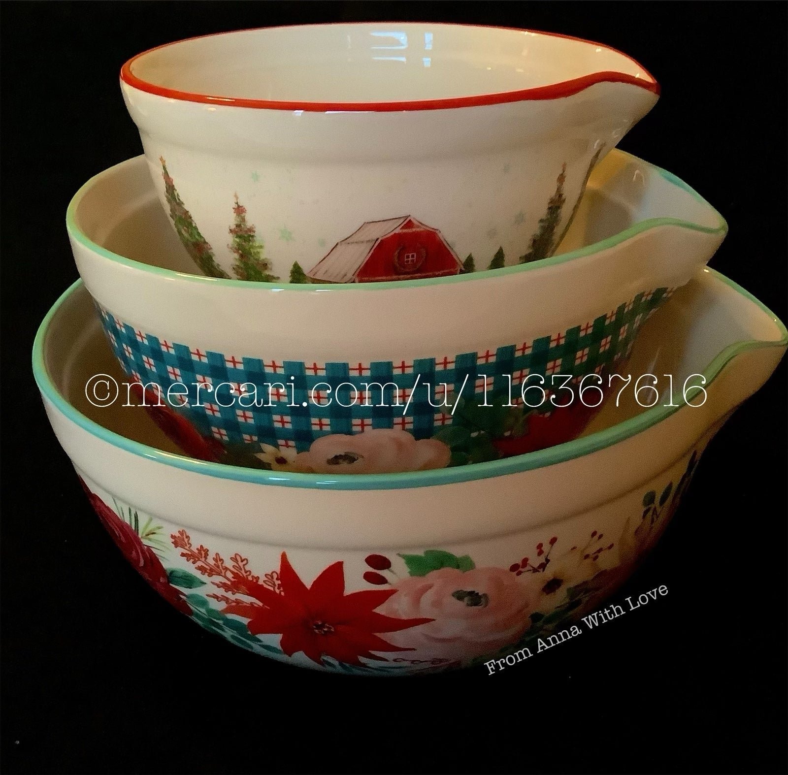 Pioneer Woman Wishful Winter Ceramic Mixing Bowl Set