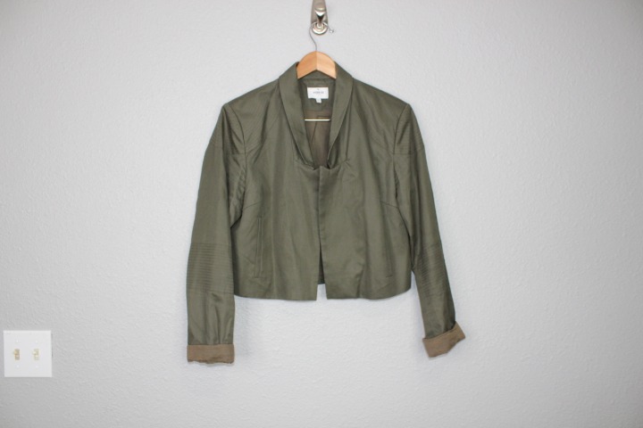 Hyden Yoo Adra Olive Cropped Jacket sz L