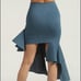 Asymmetrical Ruffled Stretch Denim Skirt