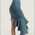 Asymmetrical Ruffled Stretch Denim Skirt