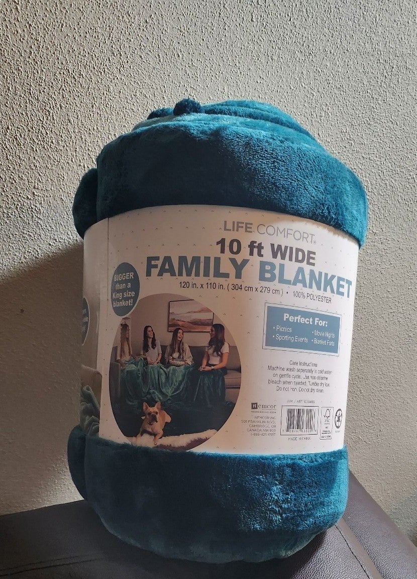 Life comfort family blanket 10 feet wide bigger than king size blanket teal