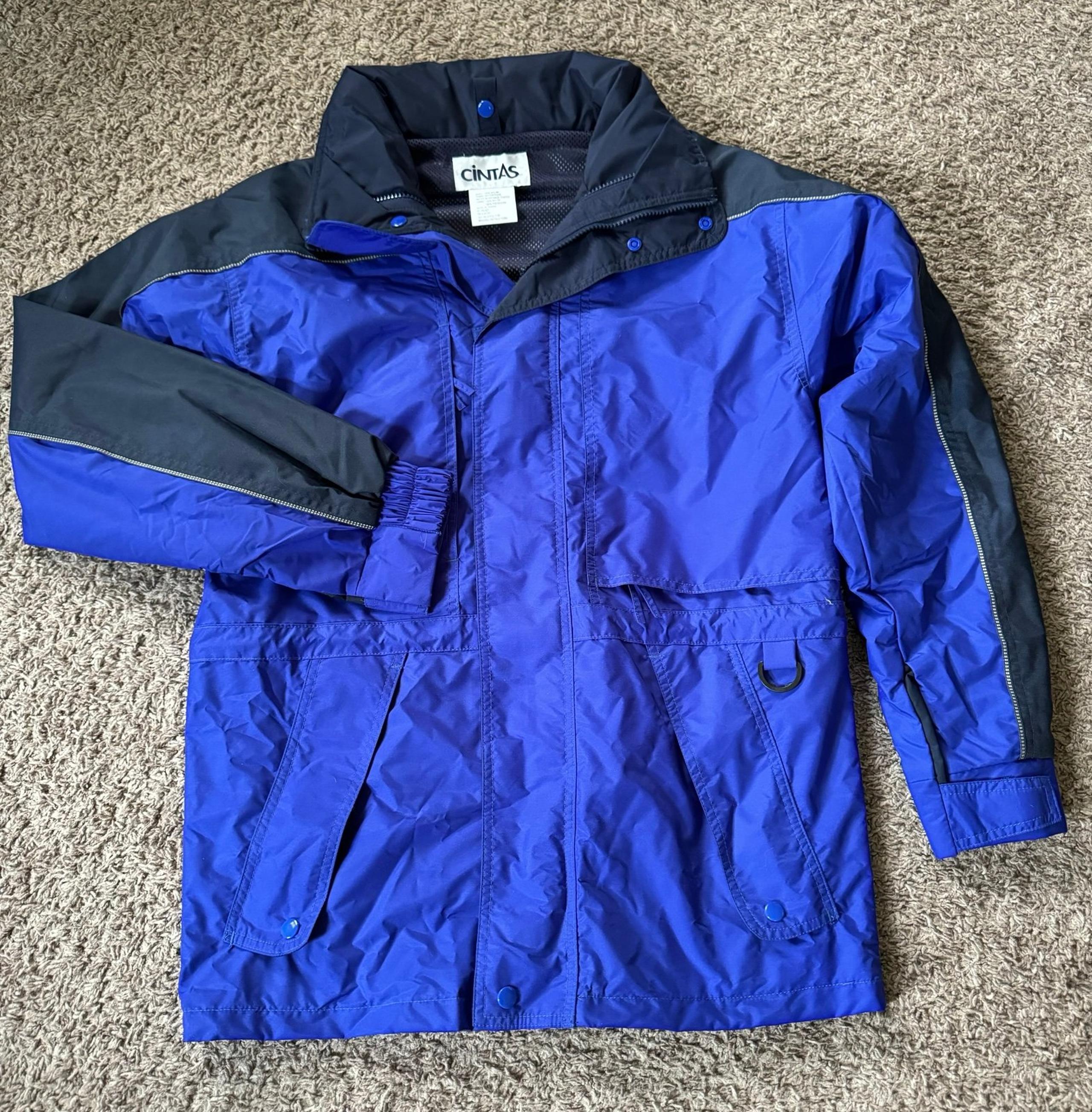 Cintas Nylon Full Zip Jacket Blue Size Med/large Hideaway Hood