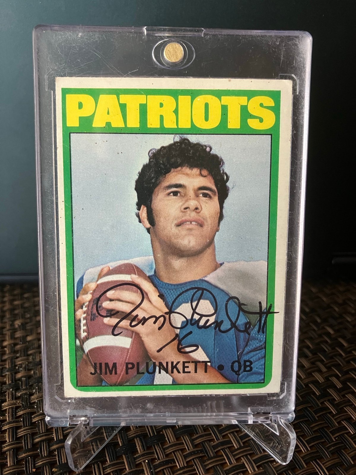 1972 Topps Jim Plunkett Auto Rookie Card #65 New England Patriots