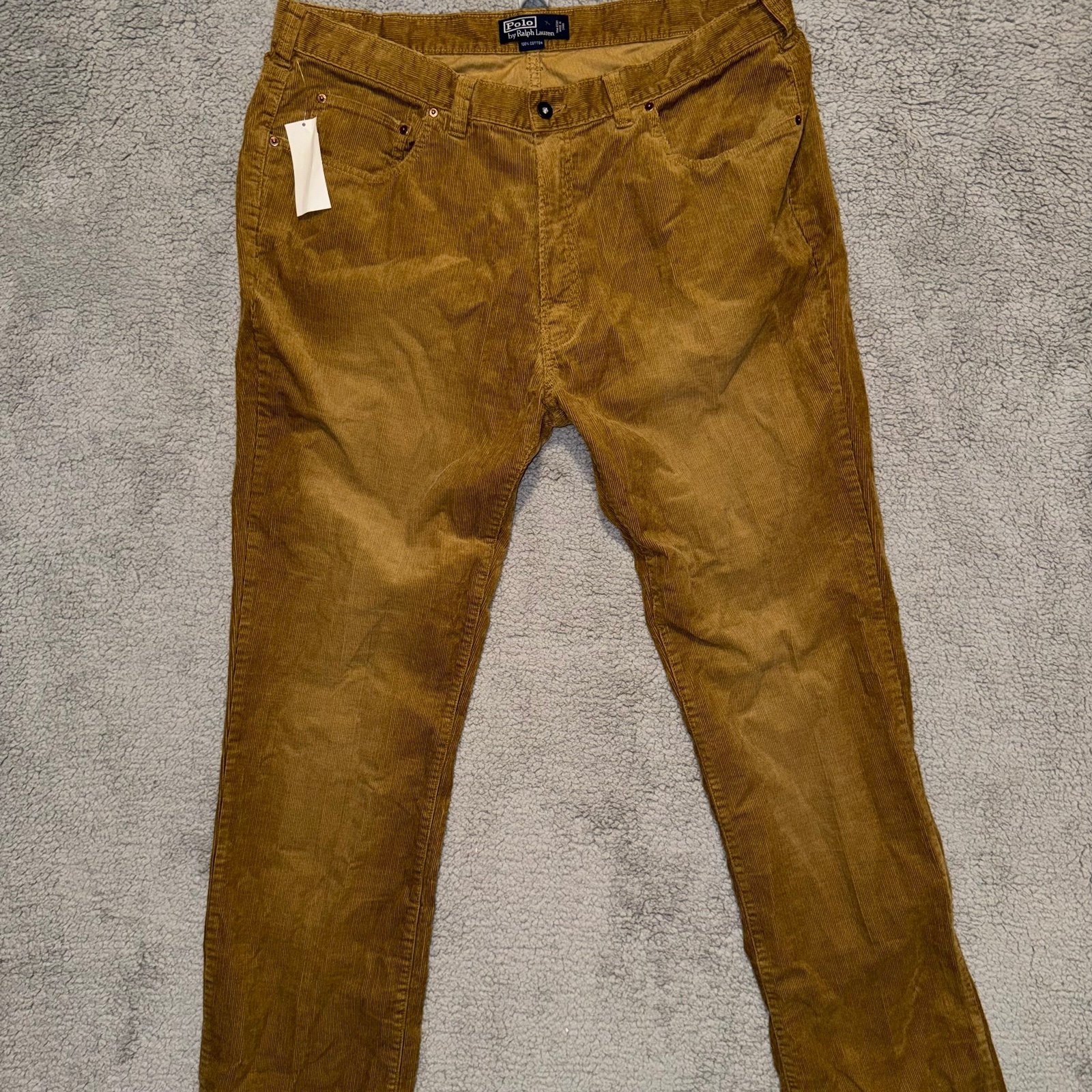 NWT Polo Ralph Lauren Men's Brown Corduroy Straight Leg Ankle Pants Size 38/32