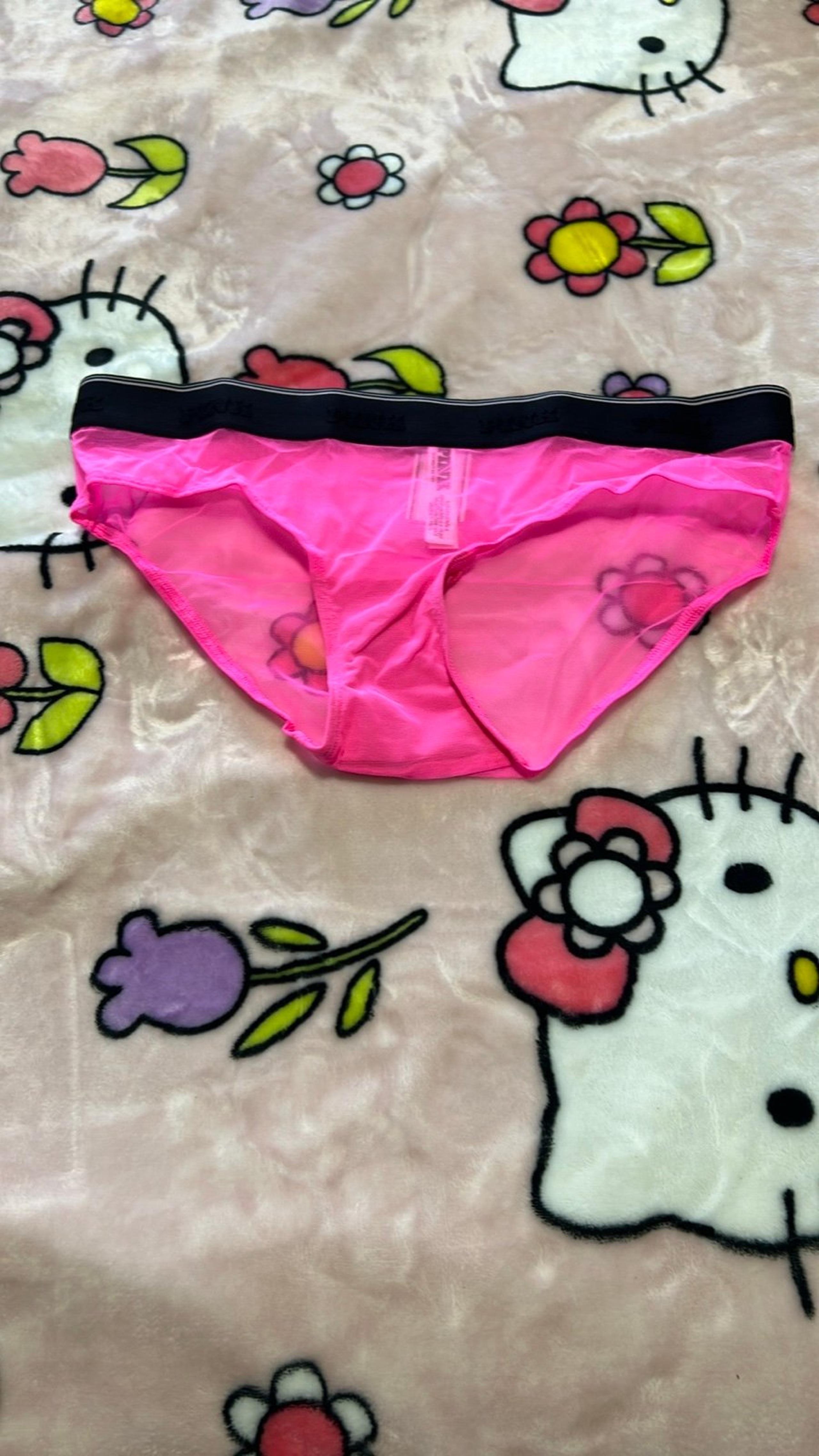 PINK Mesh Hipster/Hiphuggers With Black Elastic Waistband Small NWT