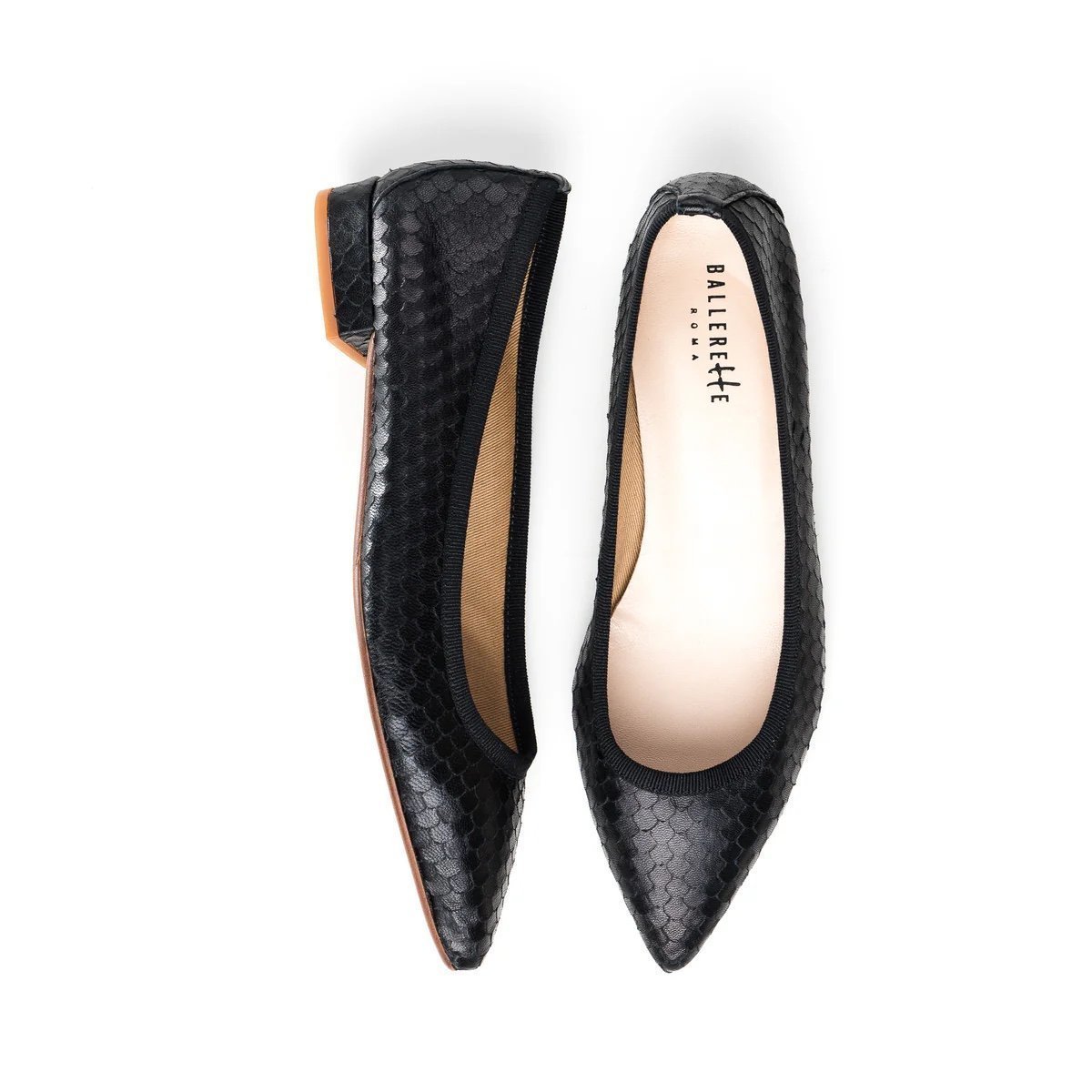 Ballerette CAMPO MARZIO Pointed-Toe w/Laser Cut Leather/Snakeskin Effect - 7.5