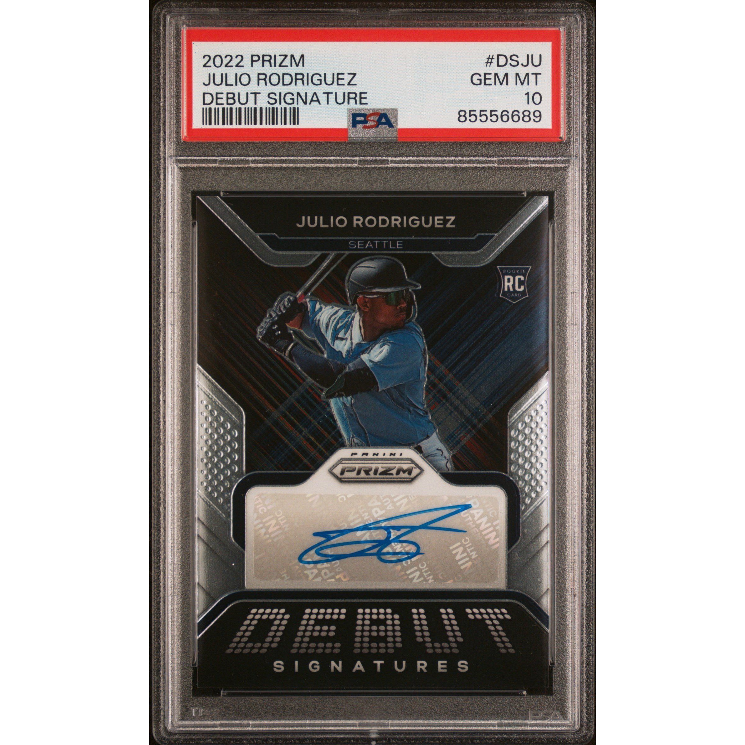 Graded 2022 Panini Prizm Julio Rodriguez #DSJU Debut AUTO Rookie Card PSA 10