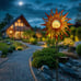 Sun Solar Lights Garden Outdoor Waterproof Metal Stakes for Patio