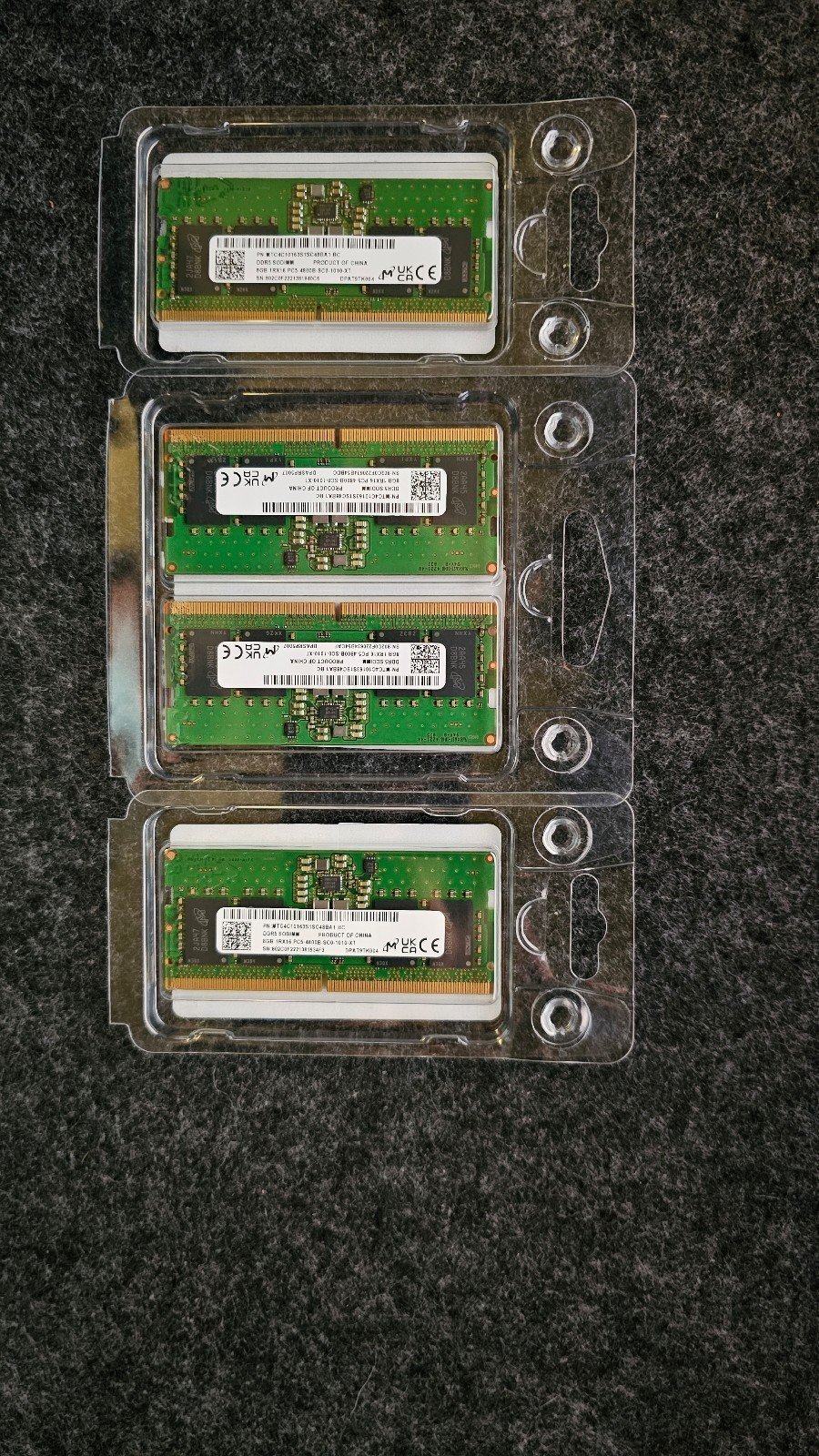 RAM : 32GB (4 X 8GB) MICRON 4800 MHZ DDR5 SODIMM RAM