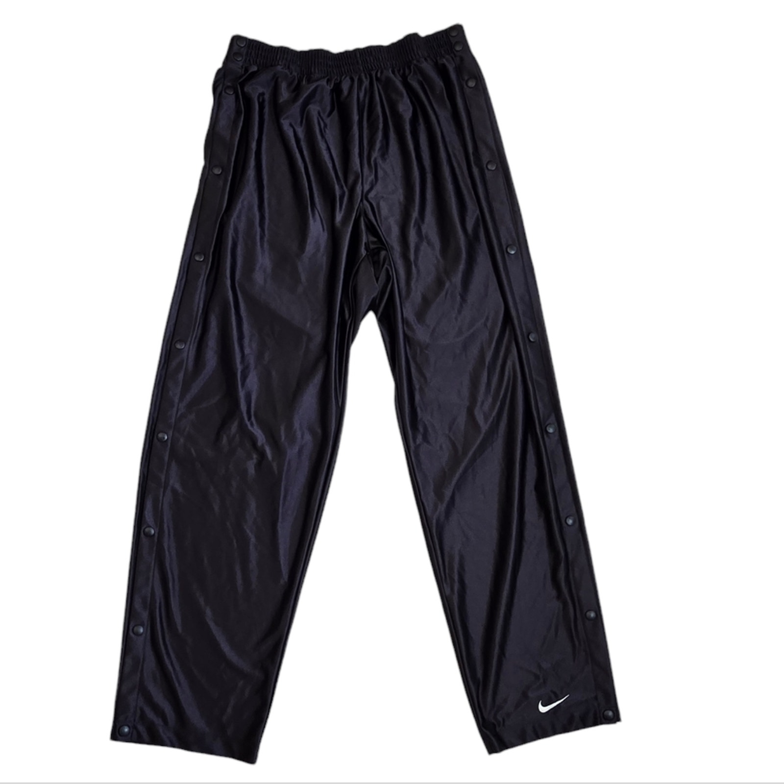 Vintage Nike black wide leg snap side tear away pants men's y2k XL