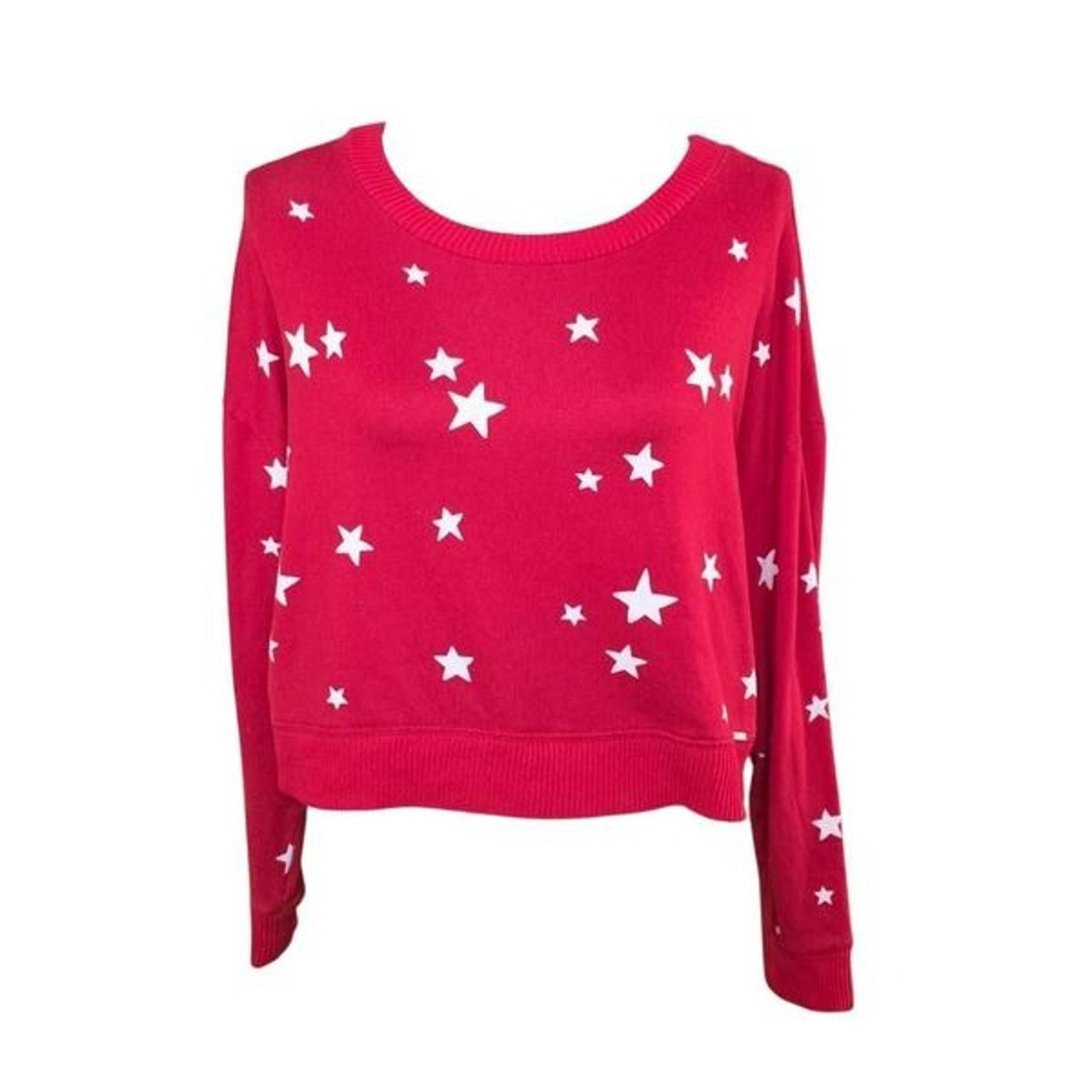 Gilly Hicks Women's Size XS Red White Star Print Soft Cropped Sweatshirt