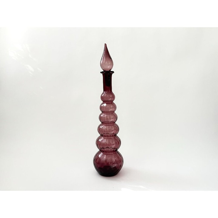 Empoli Italian Made Amethyst Glass Bubble | Beehive Vintage Optic Flame Decanter