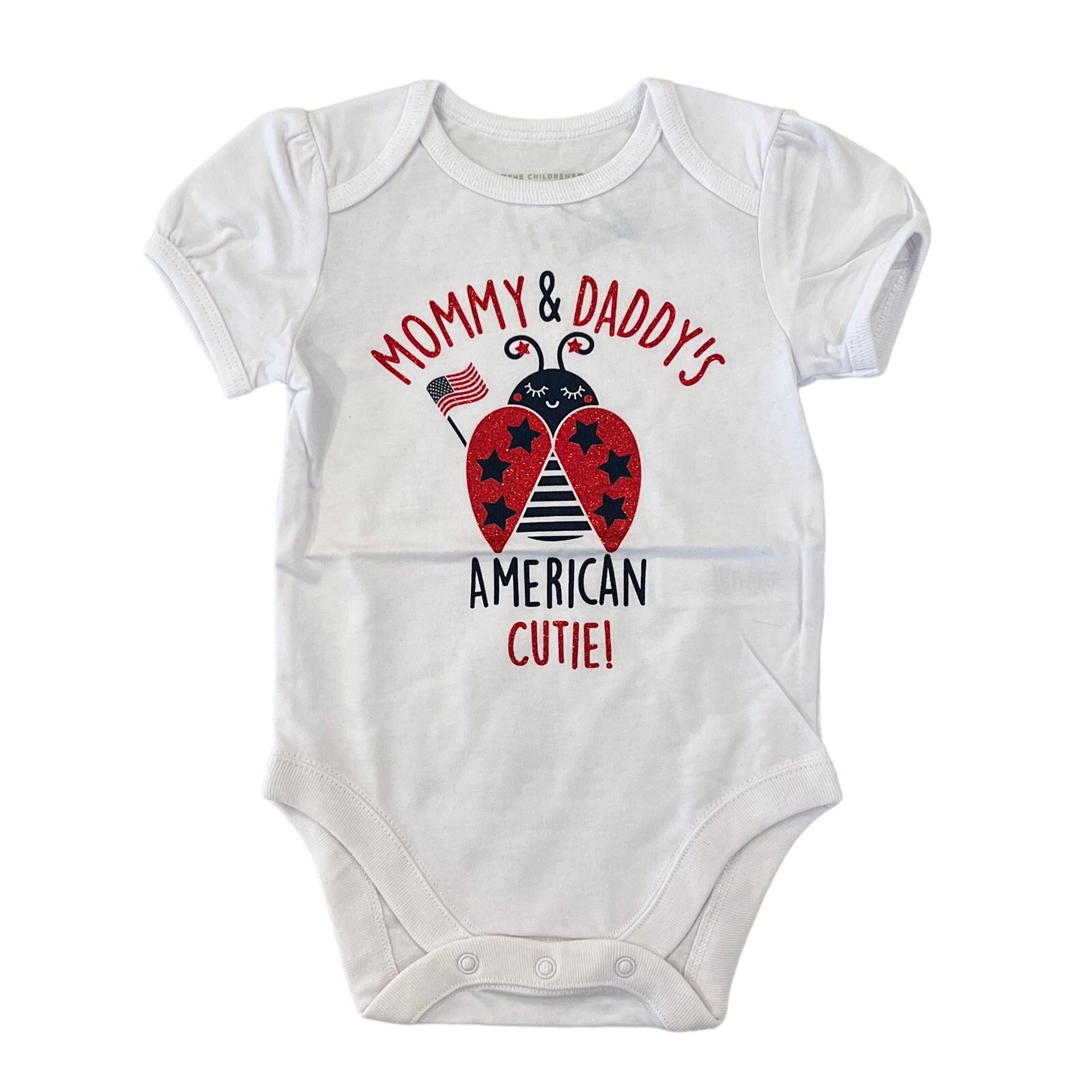 NWT Children's Place White W/America 4th of July Ladybug Bodysuit - SIZE 0-3M