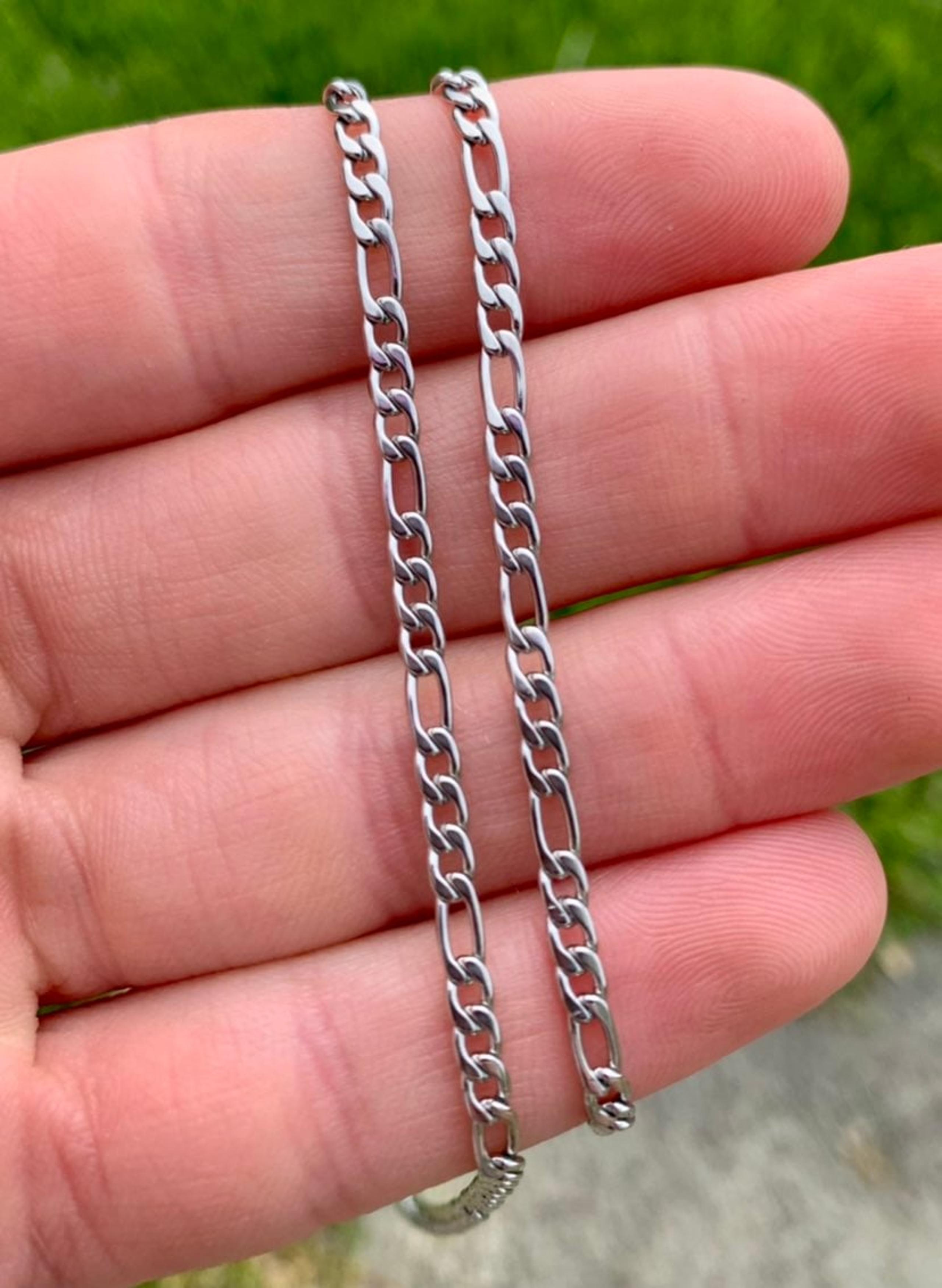 Silver Figaro Chain Stainless Steel Mens Womens Jewelry 3MM 20"