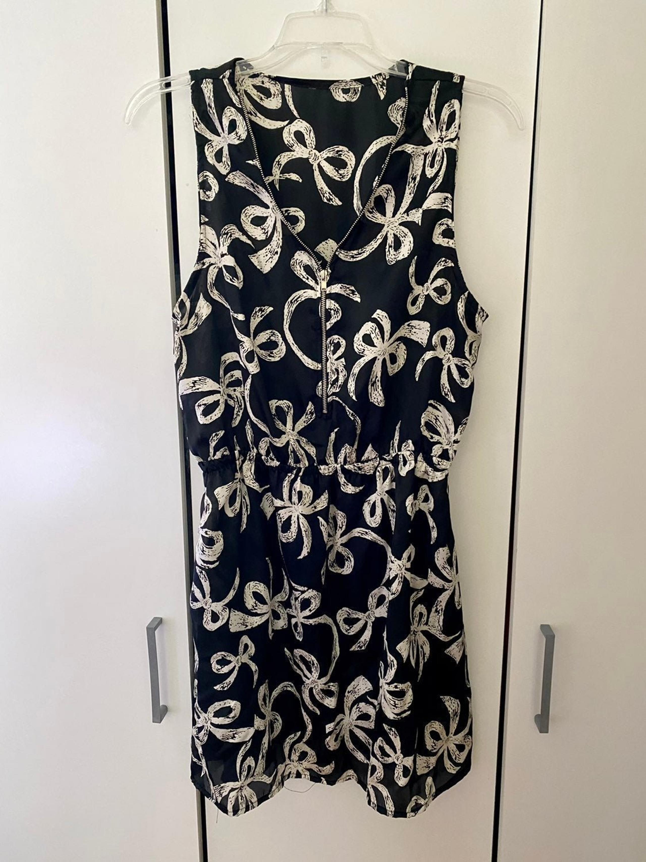 Zip Up Bow Print Dress