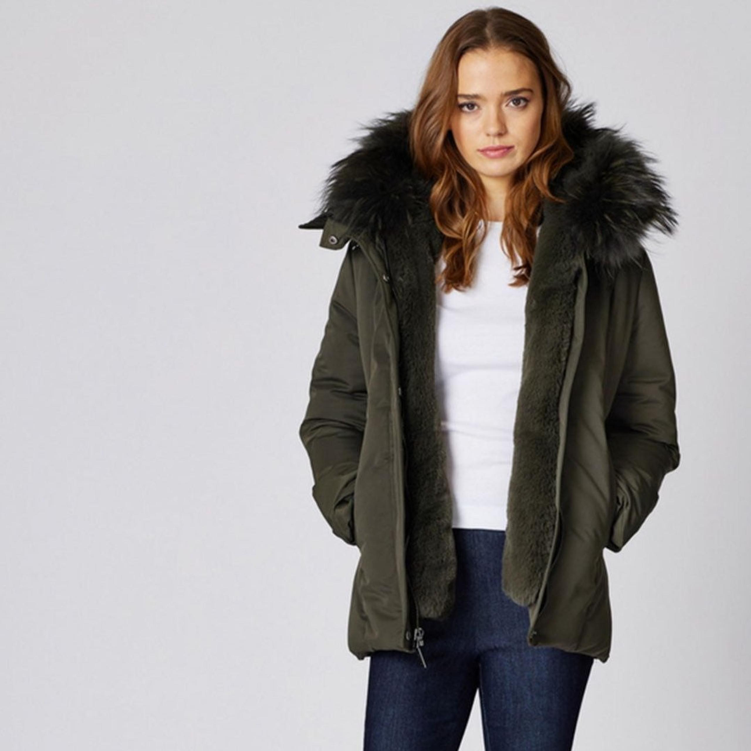 Luka Fitted Parka with Velvet and Fur Tr