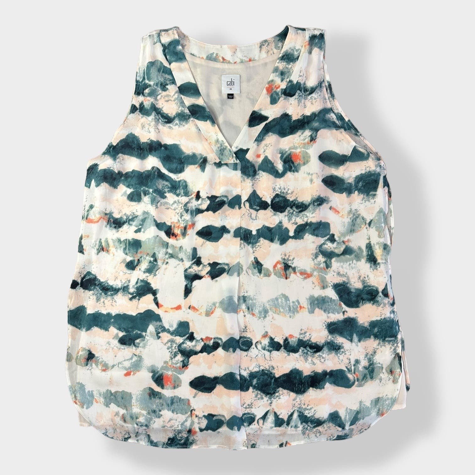Cabi Gelato Watercolor Sleeveless Blouse Size M