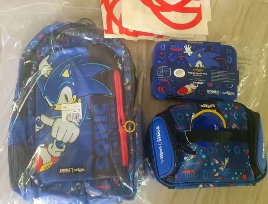 Sonic Smiggle Backpack & Lunch Box Set | 3pc | New