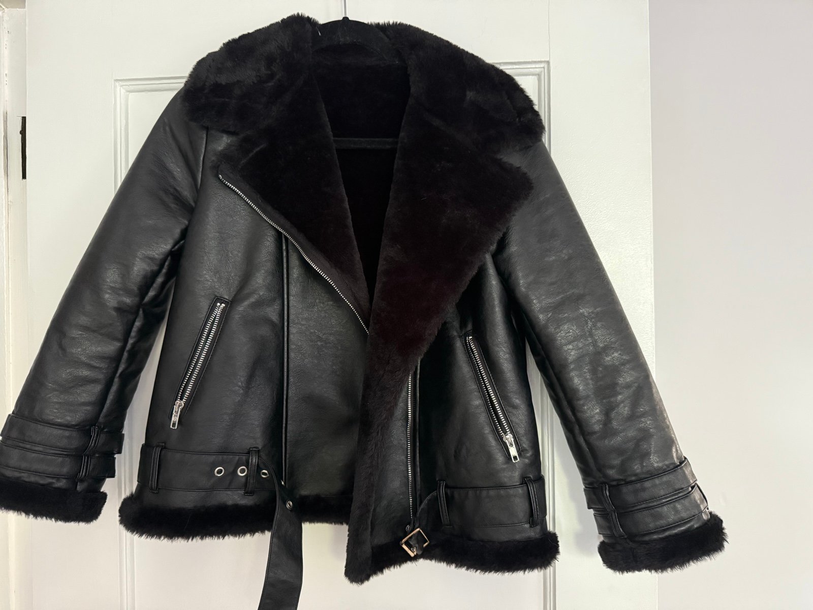 Faux Fur and Vegan Leather kids moto jacket