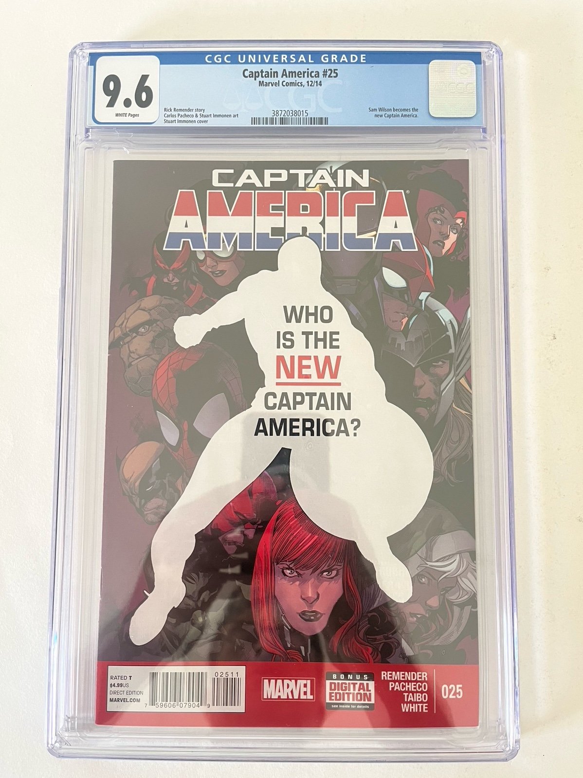 Captain America 25 CGC 9.6 2014 Marvel Comic Book 1st Sam Wilson Falcon as Cap