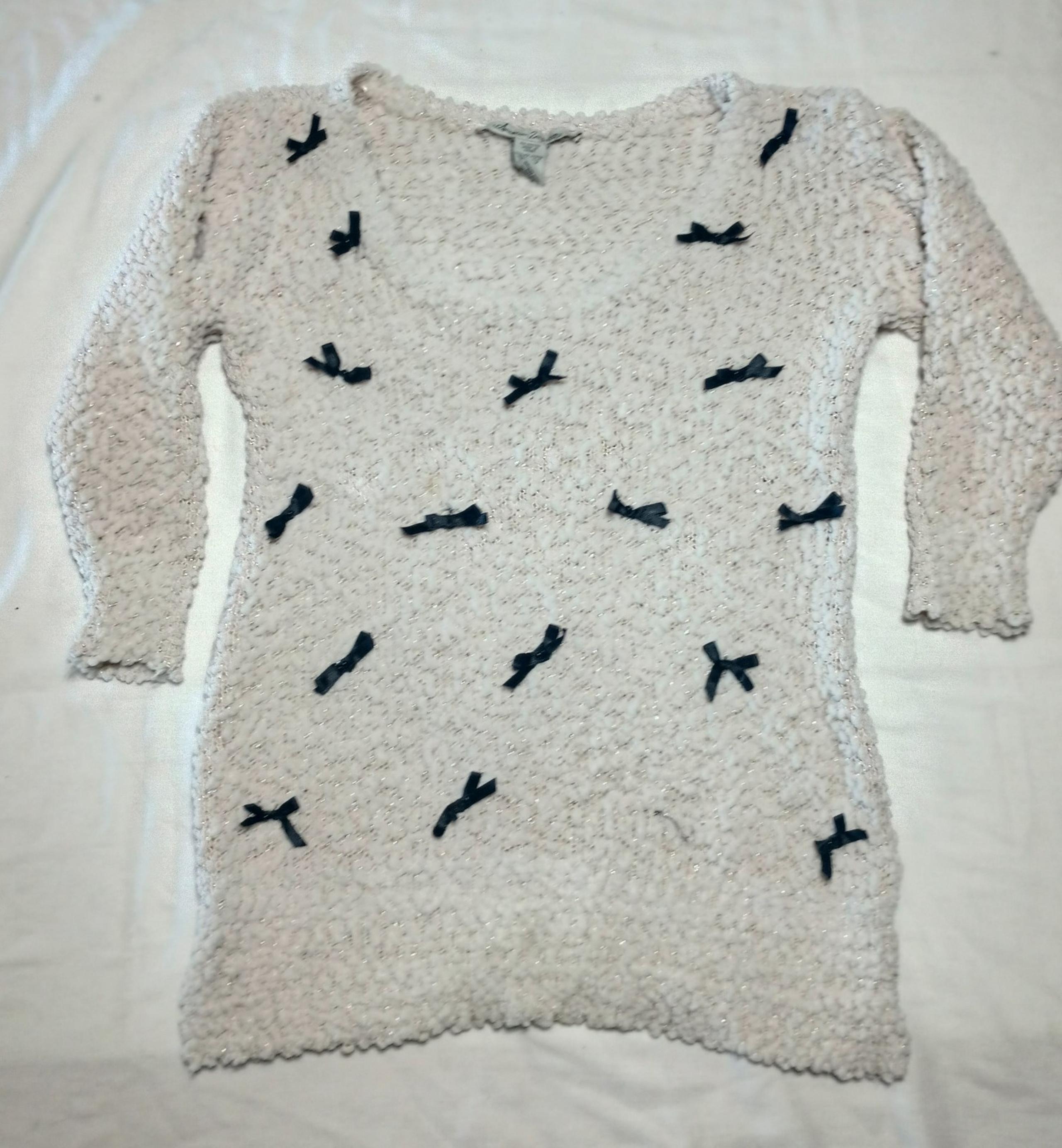 American Rag Cie Cream Sparkle Bow Sweater Women's Size XS CLEARANCE!