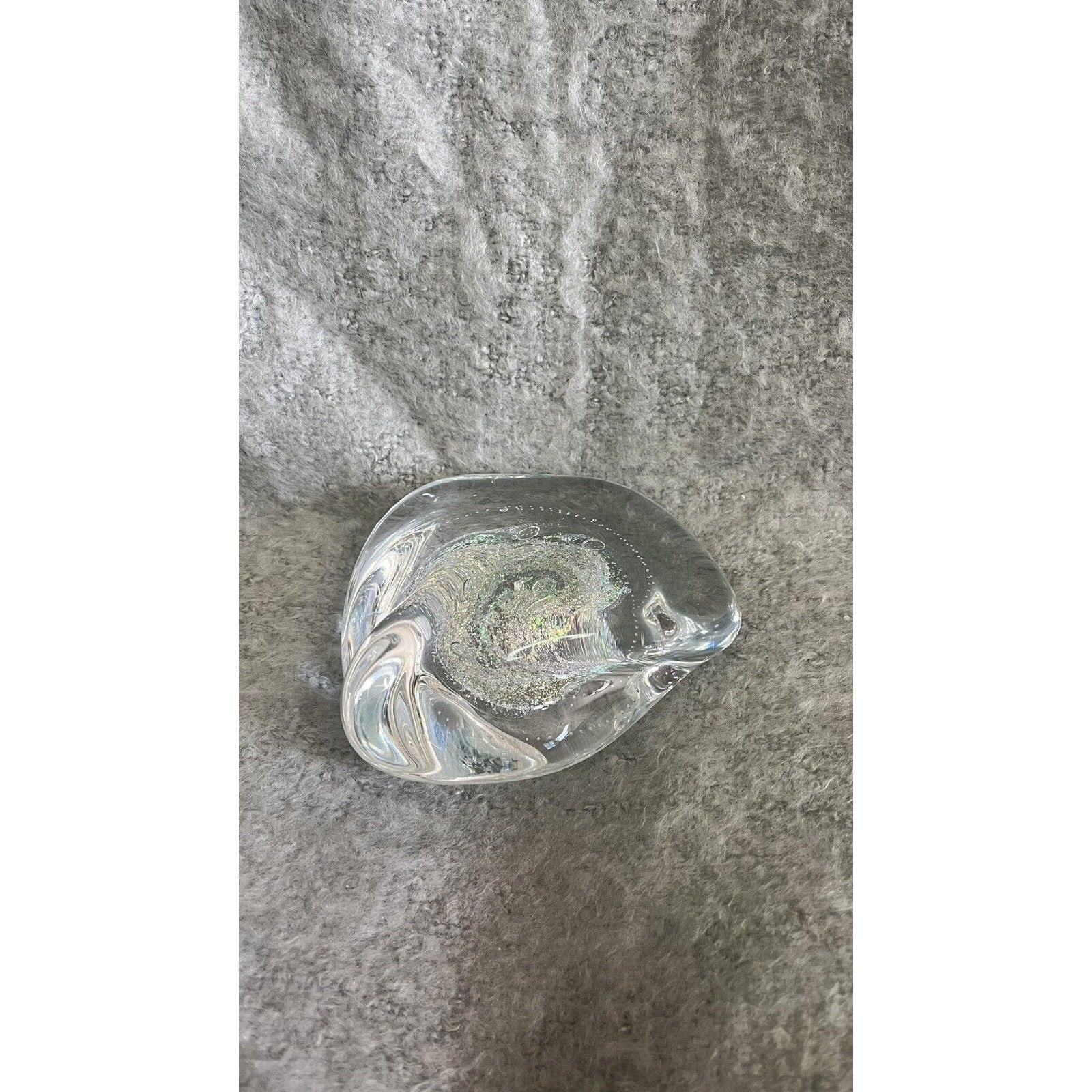 Nancy Becker N Becker Signed Studio Art Glass Paperweight Glitter Iridescent
