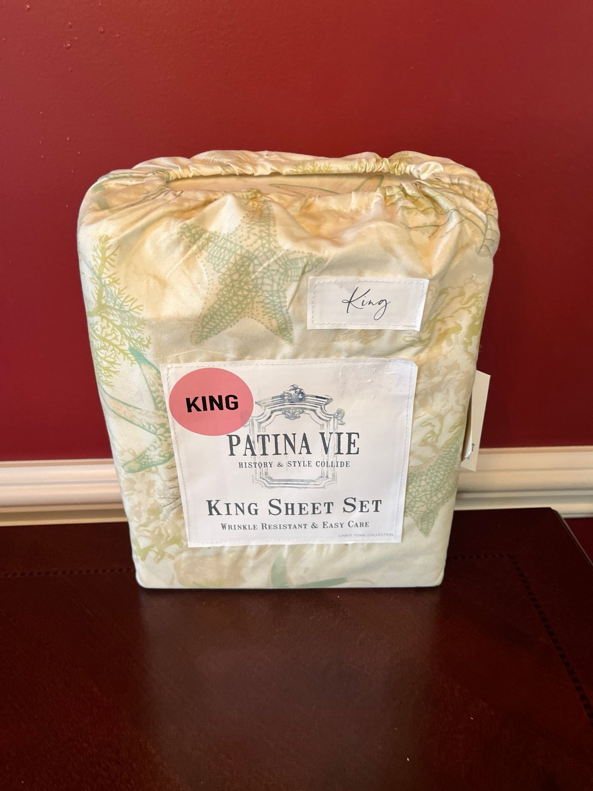 Patina Vie KING Size Sheet Set Beautiful Blue Green Starfish/Coral/Sea-NWT