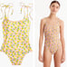 J.CREW Shoulder-tie one-piece swimsuit in lemon print