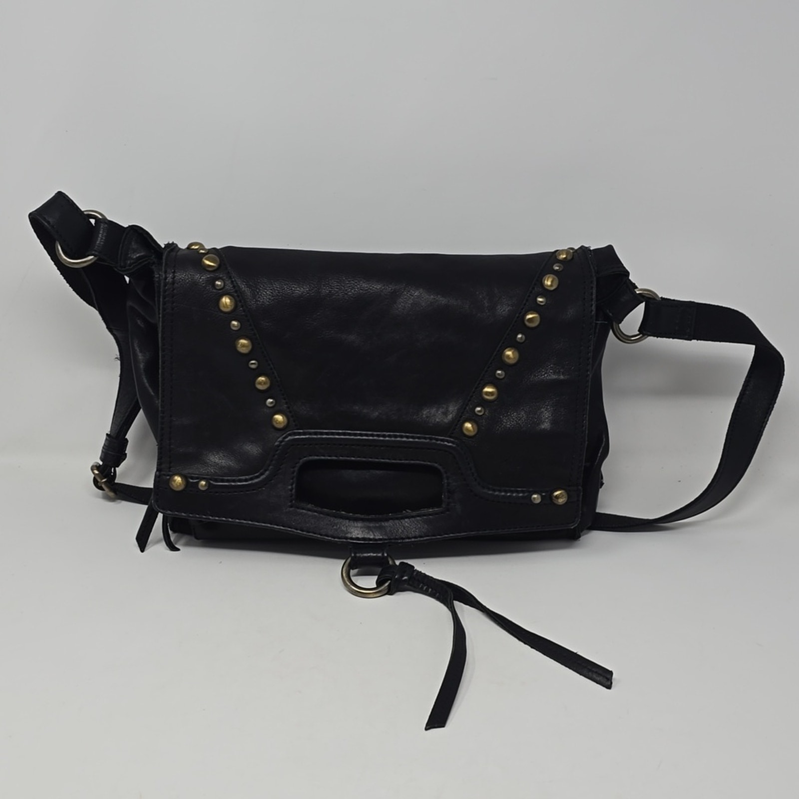Lucky Brand Abbey Studded Black Leather Crossbody Bag