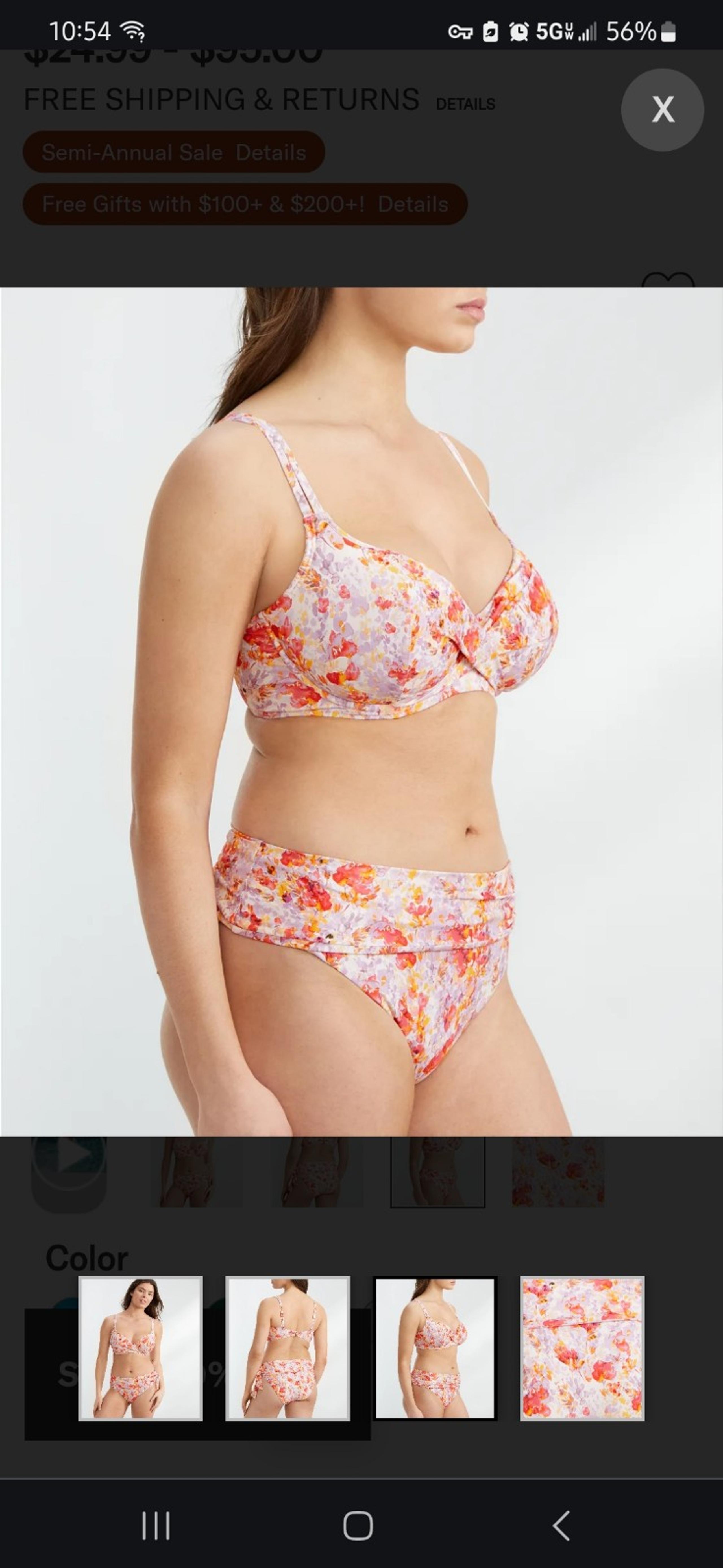 Birdsong underwire bikini top 36i
