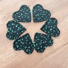 Quilted Cloth Heart Shaped Mug Rugs Mats Holders Coasters Green Ivy Set Of 6