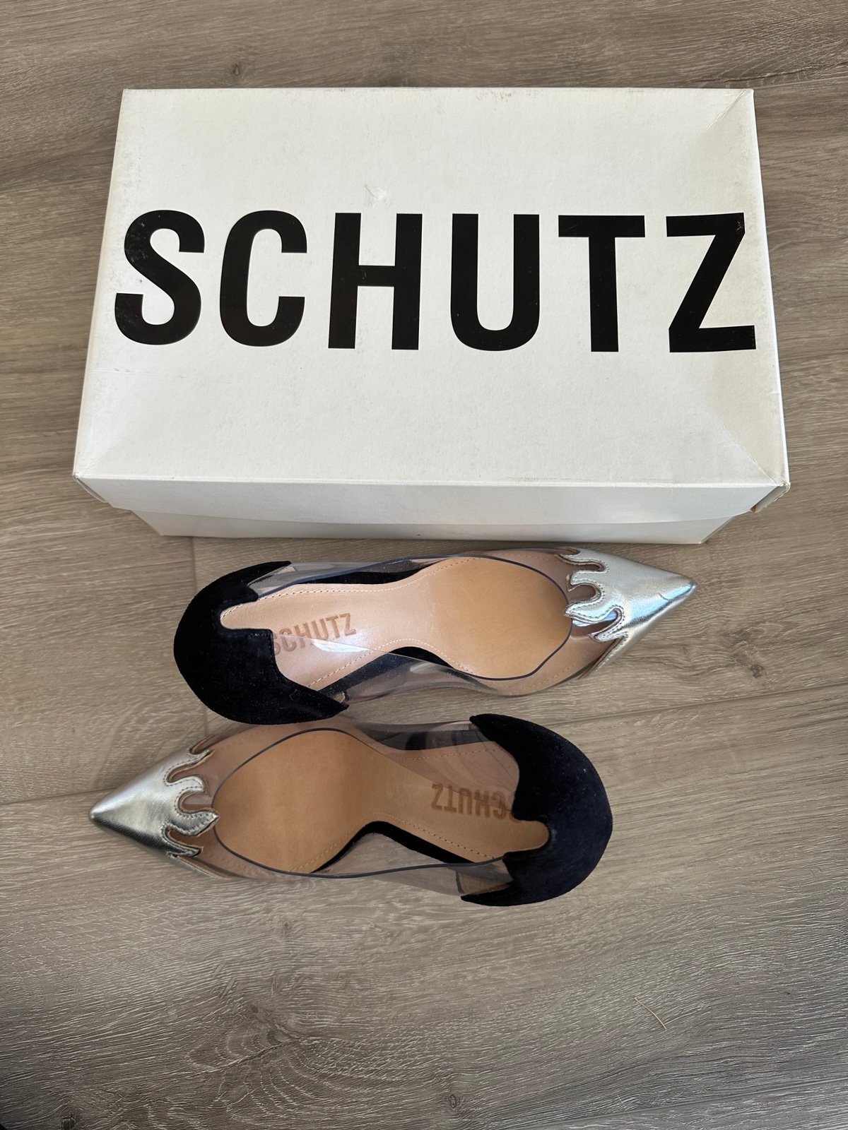 Schutz Schutz Flame Metallic and Suede Heels - Size 8.5