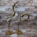 MCM Brass & Glass Blown Crane Heron Stork Sculptures Pair