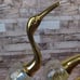 MCM Brass & Glass Blown Crane Heron Stork Sculptures Pair
