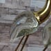 MCM Brass & Glass Blown Crane Heron Stork Sculptures Pair