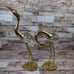 MCM Brass & Glass Blown Crane Heron Stork Sculptures Pair