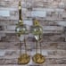 MCM Brass & Glass Blown Crane Heron Stork Sculptures Pair