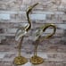 MCM Brass & Glass Blown Crane Heron Stork Sculptures Pair