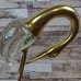 MCM Brass & Glass Blown Crane Heron Stork Sculptures Pair