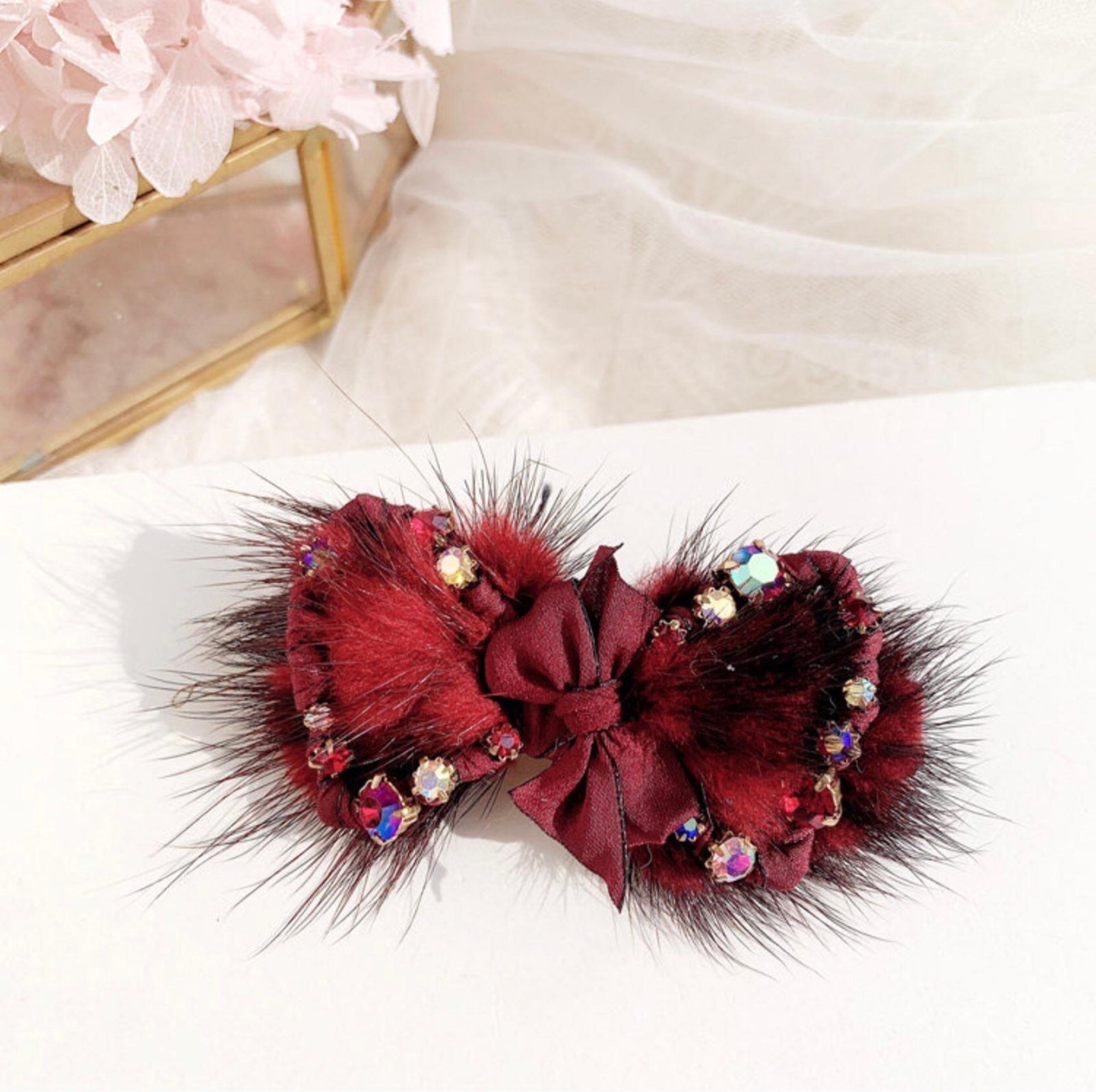 Handmade faux fur hair clip (NIB)