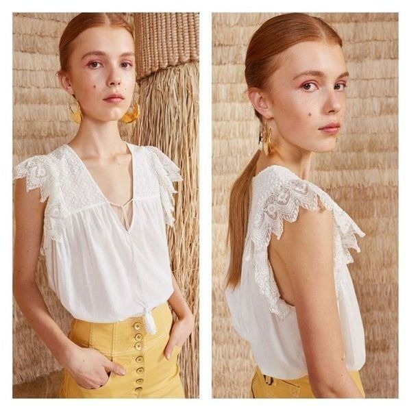 Ulla Johnson Elana White Blouse Size 0 Peasant Cottage Core Bohemian Feminine